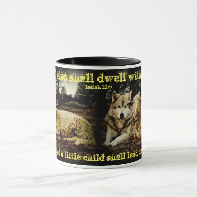 Mug "Le loup demeurera avec l'agneau" fixant (Centre)