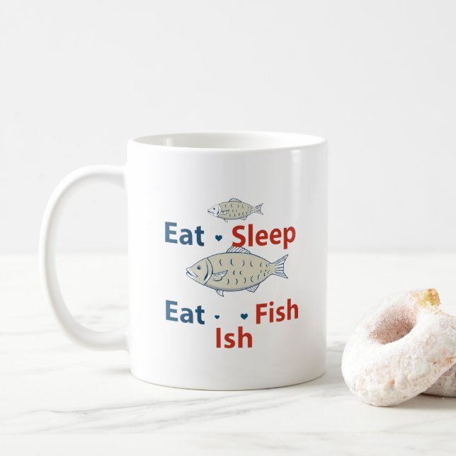 Mug Le mantra du pêcheur : Mange, dors, poisson ! (Avec donut)