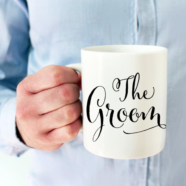 Mug Le Mariage Élégant de script noir Groom (Créateur téléchargé)