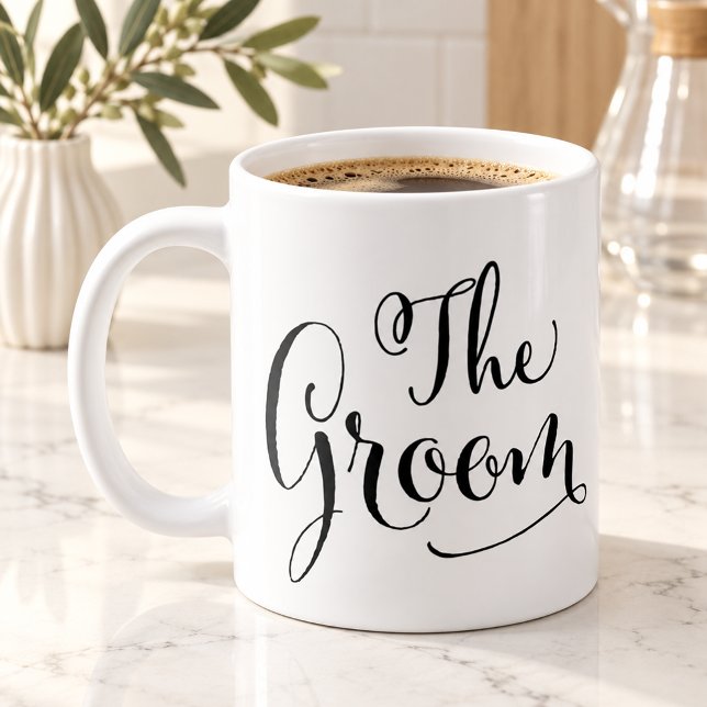 Mug Le marié élégant écriture de script noir mariage (Créateur téléchargé)