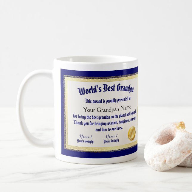 Mug Le meilleur certificat grand-père du monde Funny m (Avec donut)