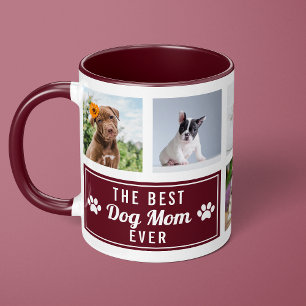 Mug Le Meilleur Chien Maman Jamais Burgundy Collage d'