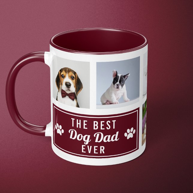 Mug Le meilleur chien papa jamais Burgundy Pet Collage (Créateur téléchargé)