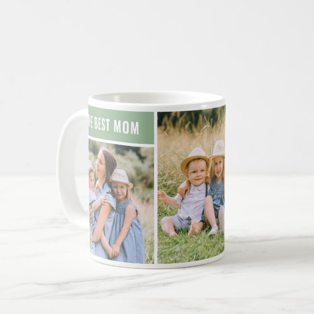 Mug Le meilleur collage photo vert pour maman (Devant gauche)