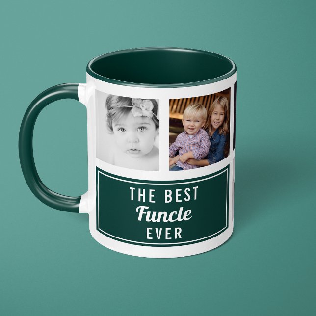Mug Le Meilleur Funcle Collage Photo Vert Oncle (Créateur téléchargé)