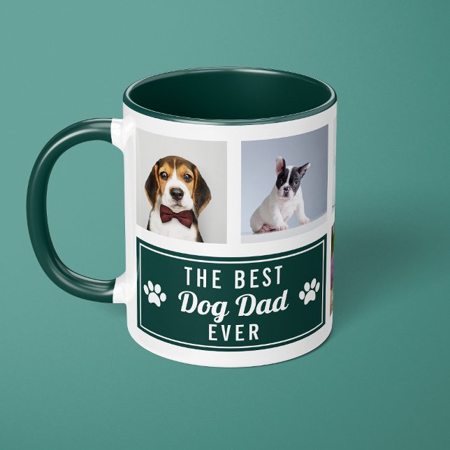 Mug Le Meilleur Papa Chien Ever Collage Photo Verte (Créateur téléchargé)
