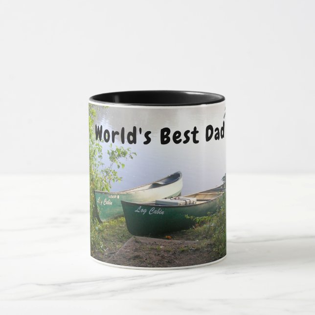 Mug Le meilleur papa du monde Pêche Camping Canoë (Centre)