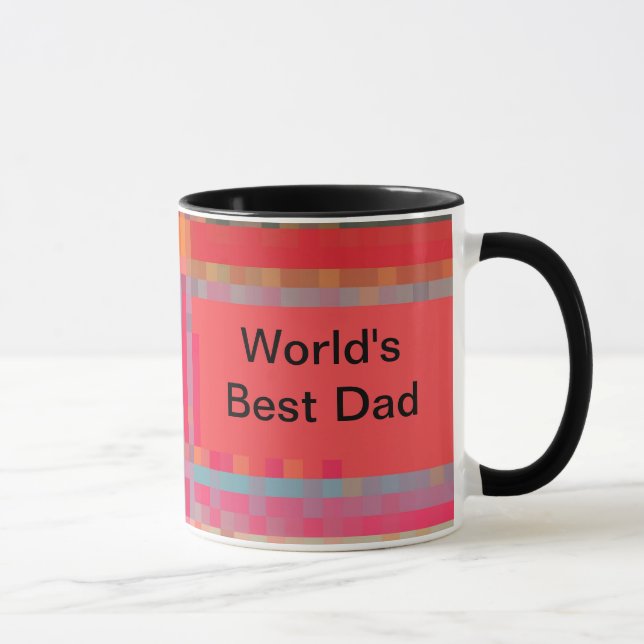 Mug Le meilleur papa du monde, plaid de pixel (Droite)