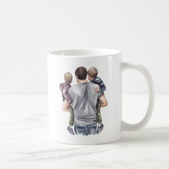 Mug Le meilleur papa du monde tenant ses deux fils (Droite)