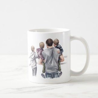 Mug Le meilleur papa du monde tient ses trois fils