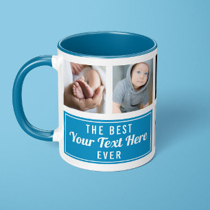 Mug Le Meilleur Votre Texte Ici Ever Bleu Photo Person