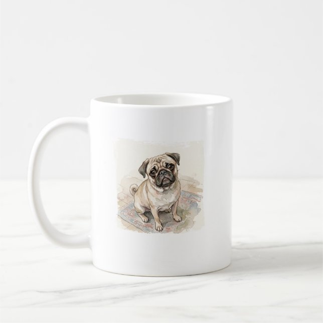 Mug Le Mendiant Impérial : Pug aquarelle (Gauche)