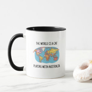 MUG LE MONDE EST UN CHAT JOUANT AVEC L'AUSTRALIE