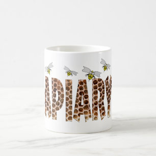 Mug Le mot rucher avec une superposition de nid d'abei