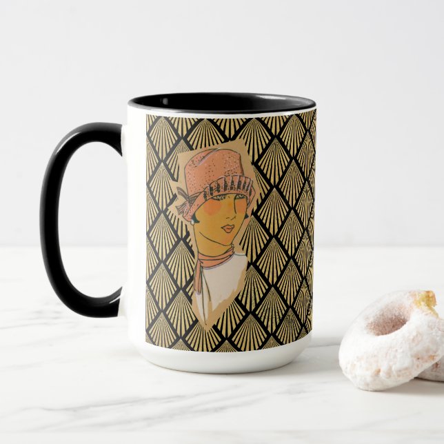 Mug Le Motif Art déco parisien Flapper & Gold (Avec donut)