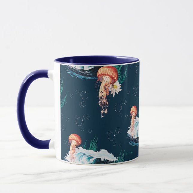 Mug Le Motif de la méduse blanche Lotus Ocean (Gauche)