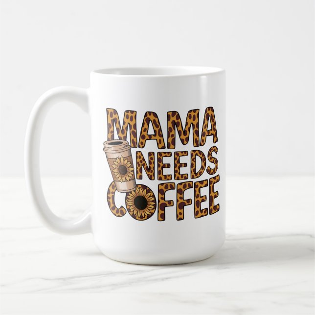MUG LE MOTIF LEOPARD MAMA A BESOIN DE CAFÉ SUNLOWER (Gauche)