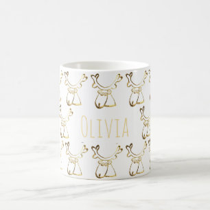 Mug Le motif mignon drôle de renne ajoutent le nom ou