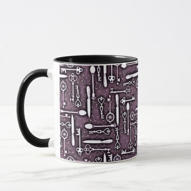 Mug Le motif pourpre vintage de Steampunk verrouille (Gauche)