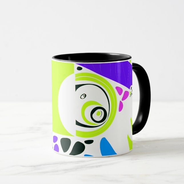 Mug Le nid d'oiseaux - Vert citron vert blanc (Devant droit)