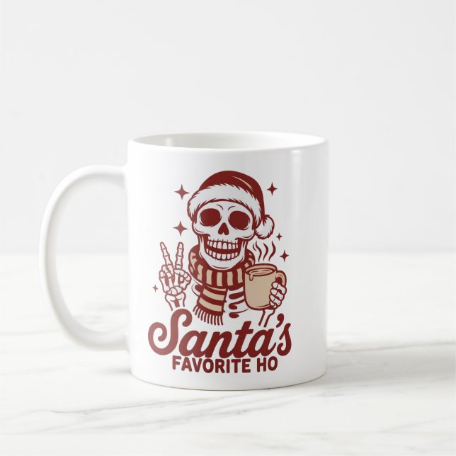 Mug Le Noël sarcastique squelette préféré du Père Noël (Gauche)