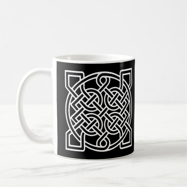 Mug Le noeud de marin celtique, blanc sur un Arrière - (Gauche)