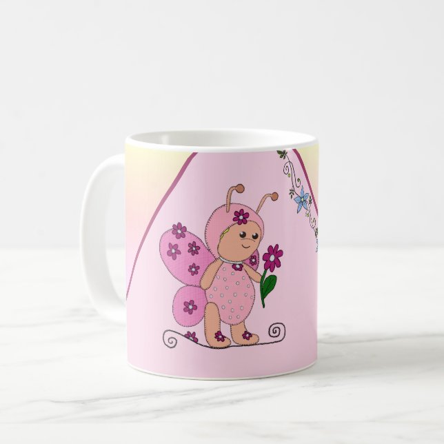 Mug Le papillon de roses personalisiert (Devant gauche)