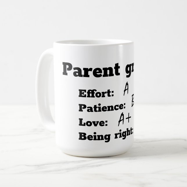 Mug Le parent note sur l'effort, la patience, l'amour (Devant gauche)