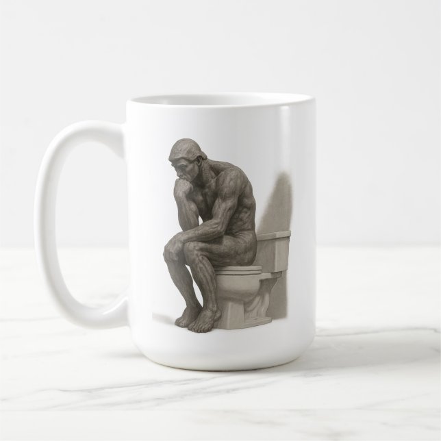 Mug Le Penseur sur le Trône – Style Fusain Classique (Gauche)