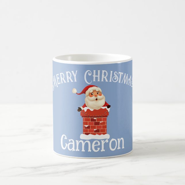 Mug Le Père Noël dans une cheminée Nom personnalisé No (Centre)