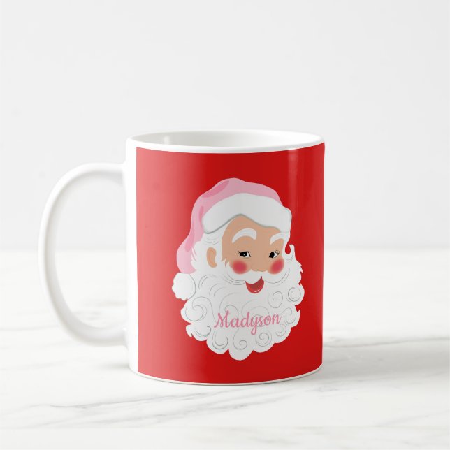 Mug Le Père Noël en Casquette rose Noël (Gauche)