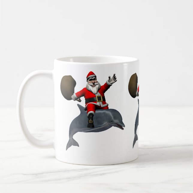 Mug Le Père Noël En Train De Monter Sur Le Dauphin (Gauche)
