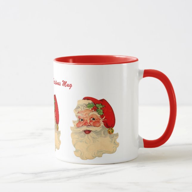 Mug Le père noël gai classique font face au nom (Droite)