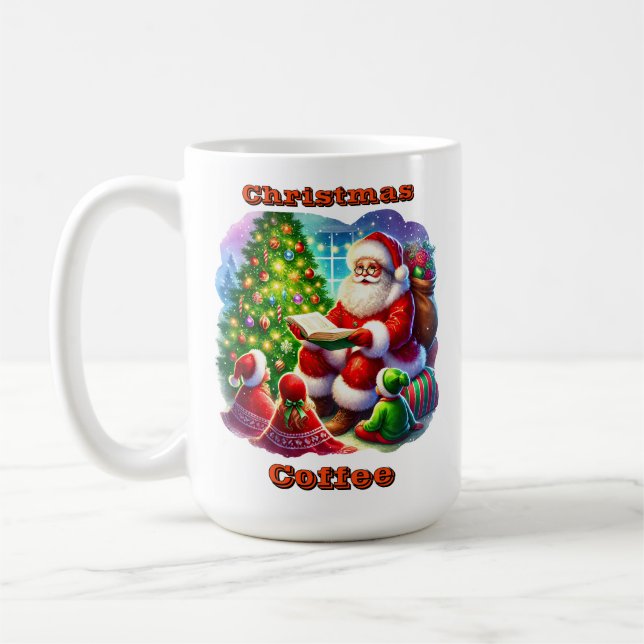 Mug Le Père Noël lit une histoire près de l'arbre de N (Gauche)