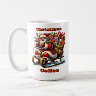 Mug Le Père Noël livre des cadeaux sur un traîneau nei