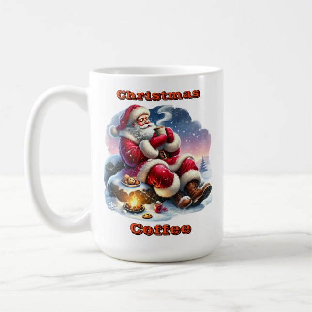 Mug Le Père Noël prend un verre au feu (Gauche)