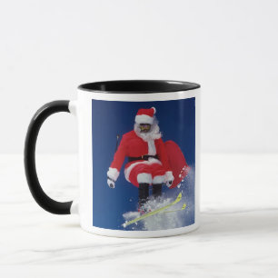 Mug Le père noël sur sauter de skis outre d'une