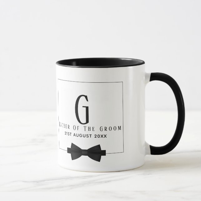 Mug Le Père Personnalisé de la Cravate Monogram Bow Gr (Droite)