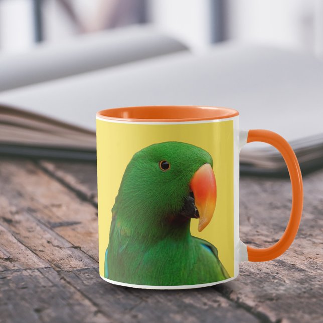 Mug Le perroquet de l'écorce verte (The Green Orator Male Eclectus Parrot 11 oz Coffee Mug Cover Photo.)