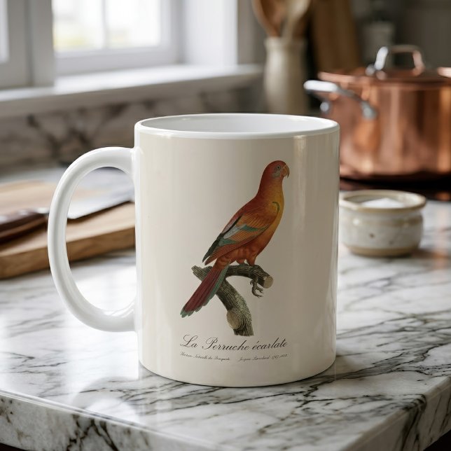 Mug Le Perruche écarlate (Red Lory or Eos Bornea, Trichoglossus borneus. Coffee Mug)