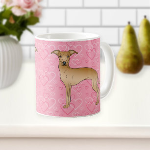 Mug Le Petit Chien Grison Italien Sur Le Coeur Rose