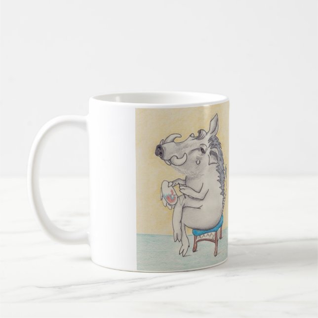 Mug Le phacochère humoristique de la broderie (Gauche)