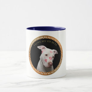 Mug Le pitbull blanc avec le rouge embrasse partout