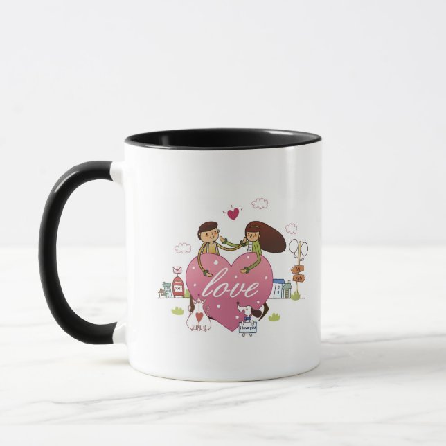 Mug Le plan rapproché d'un couple tenant un coeur (Gauche)