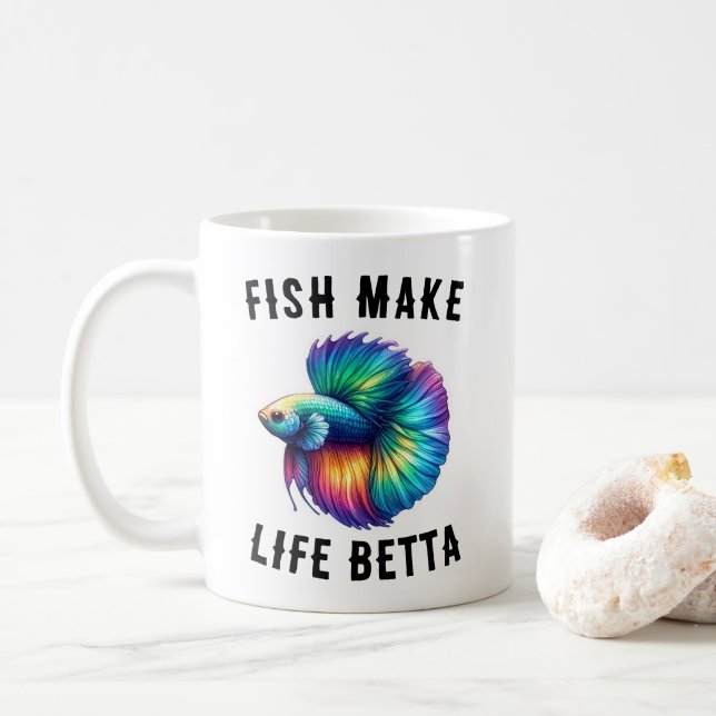 Mug Le poisson arc-en-ciel fait la vie Betta dire (Avec donut)
