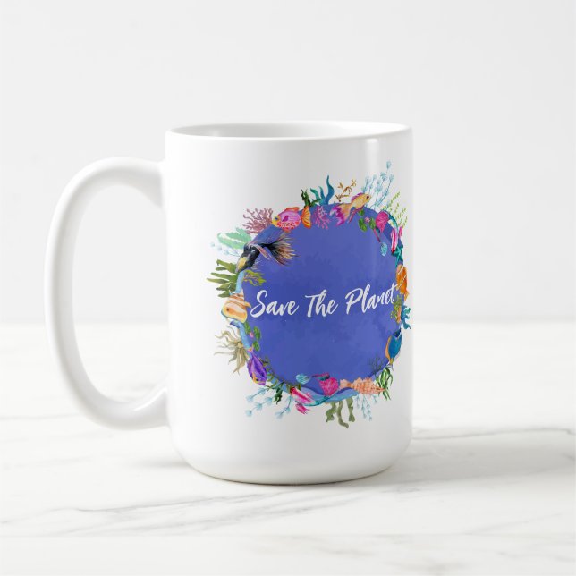 Mug Le poisson corail personnalisé sauve la planète (Gauche)