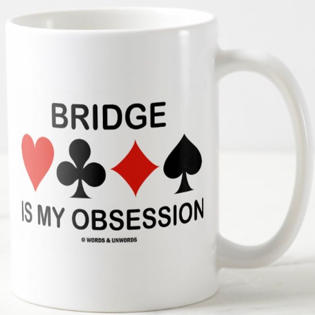 Mug Le pont est mon obsession (carte convient à l'Humo (Mug for any bridge player who is obsessed with the game of bridge)