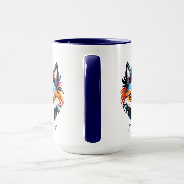 Mug Le Portrait de la tête de Bunte Fuchs (Poignée)