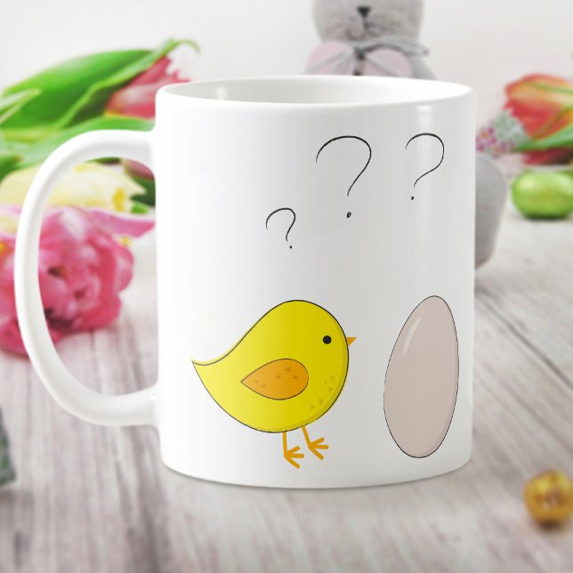 Mug Le poulet ou l'oeuf mignon Caricature de Pâques Dr (Créateur téléchargé)