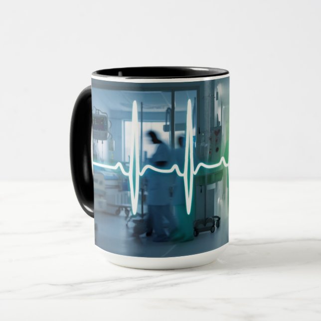 Mug Le pouls des soins : Le battement de coeur d'une b (Devant gauche)